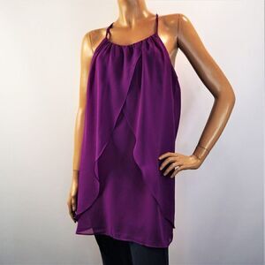 Tunic Top Purple Long Winged Sleeveless Size Medium Forever 21